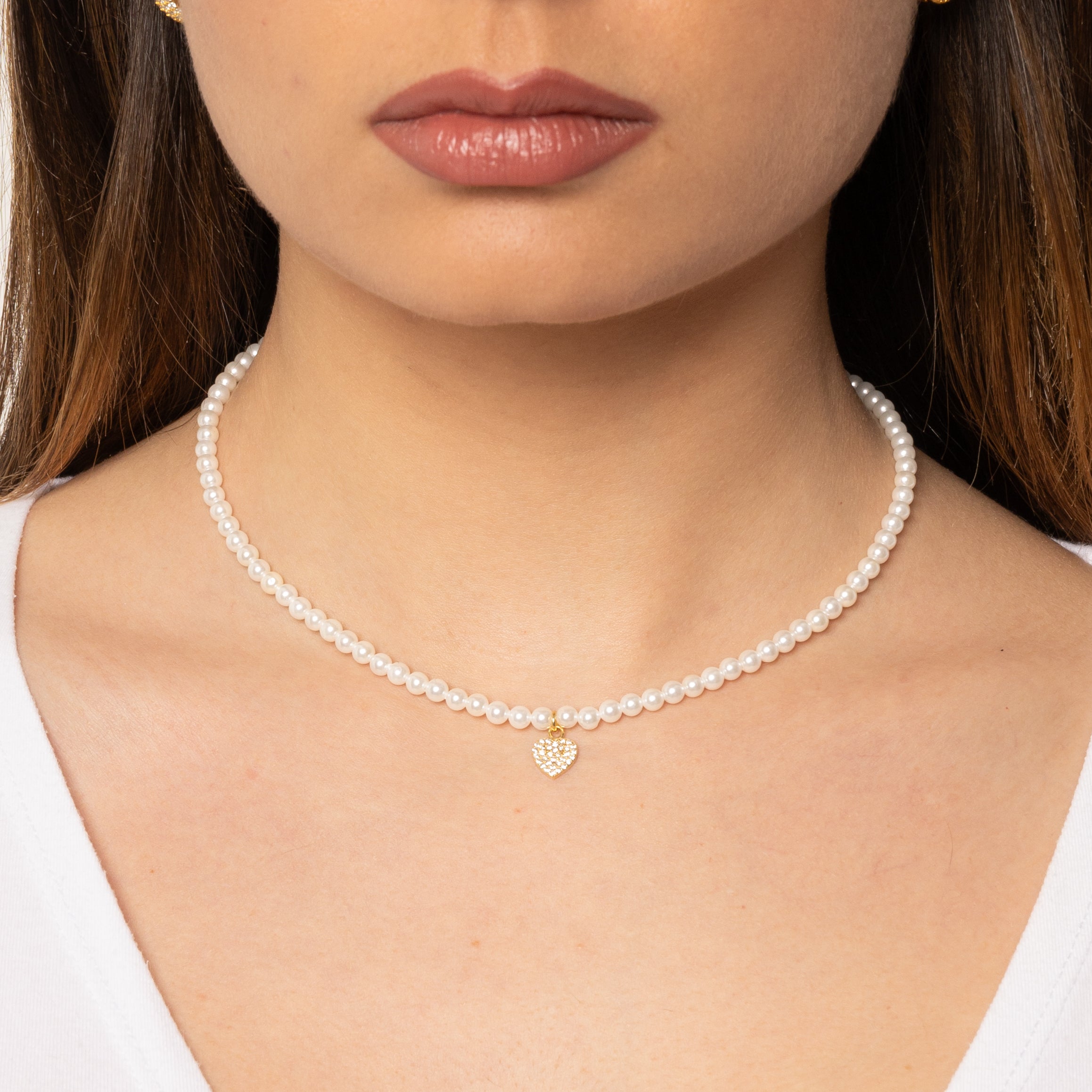 Collana heart pearl
