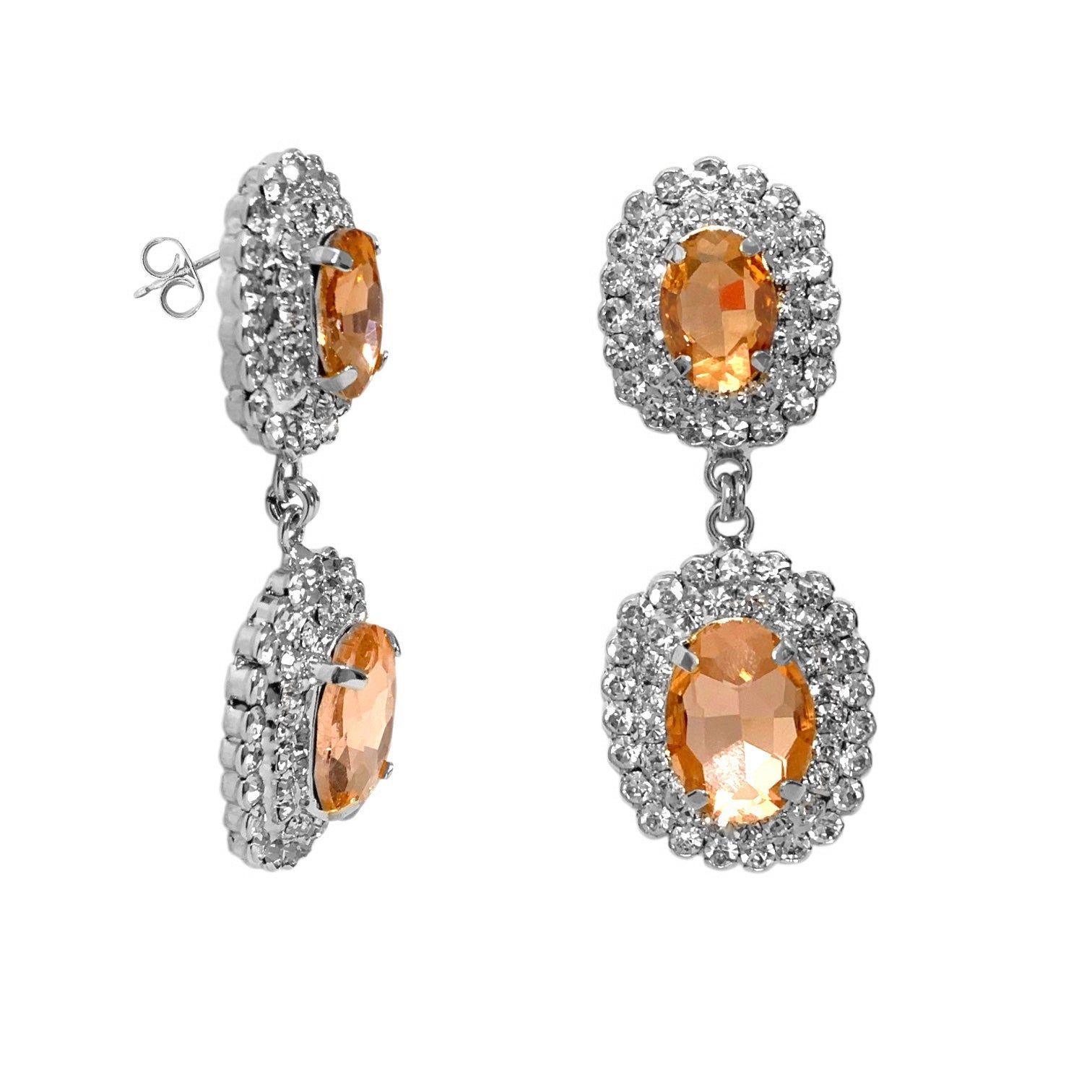 Peach Swarovski Pendant Earrings