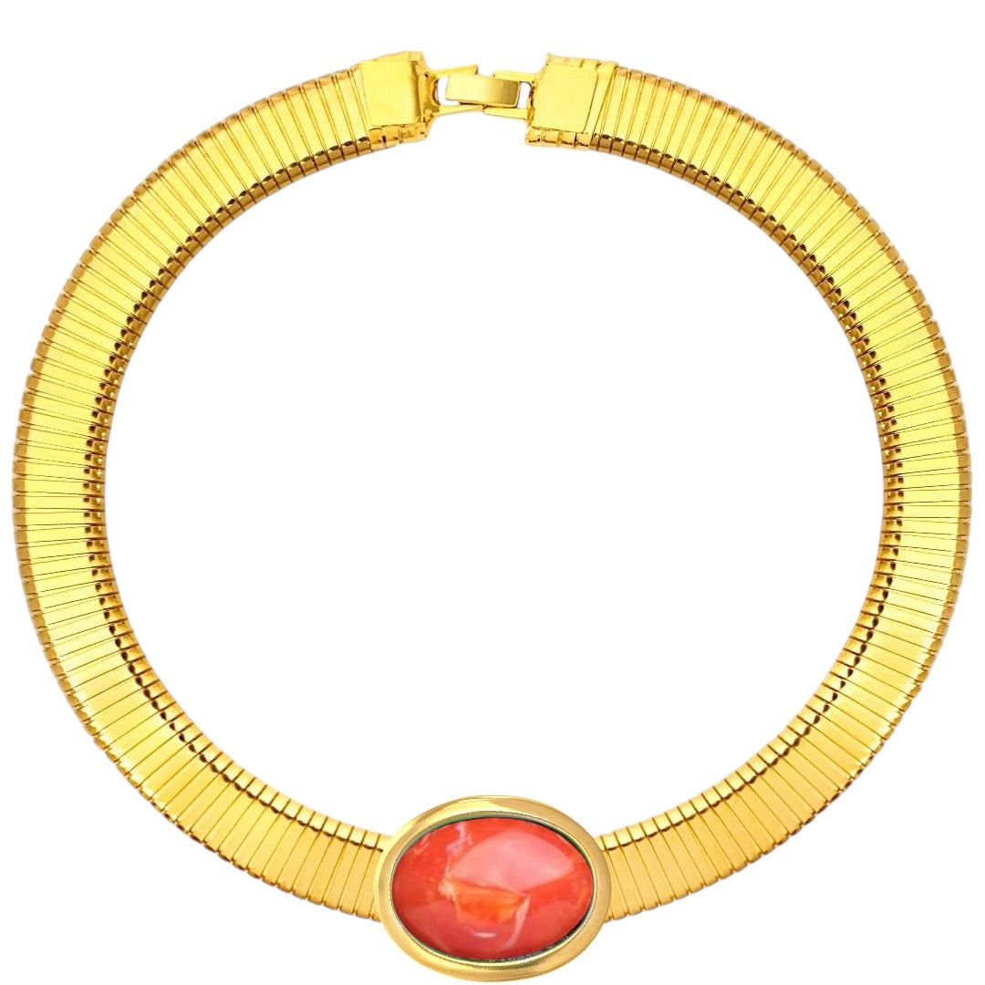 Oval color tube necklace