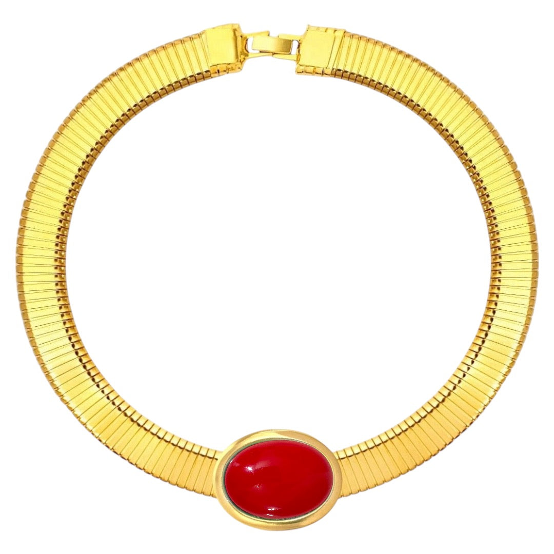 Oval color tube necklace