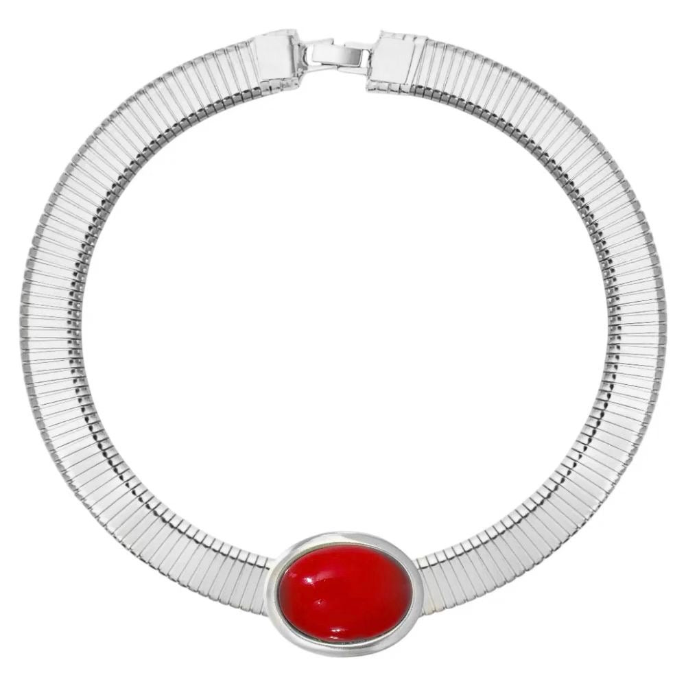 Oval color tube necklace