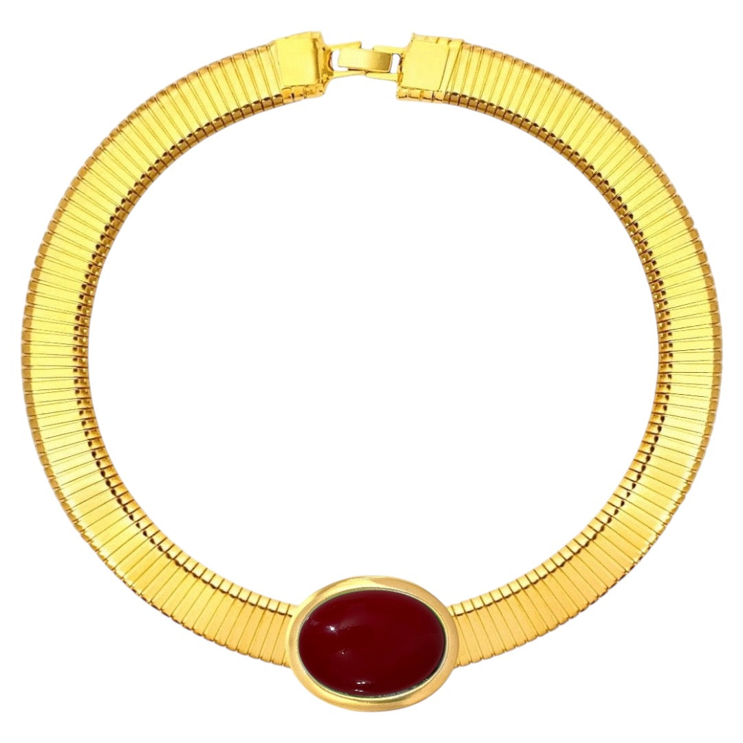 Oval color tube necklace