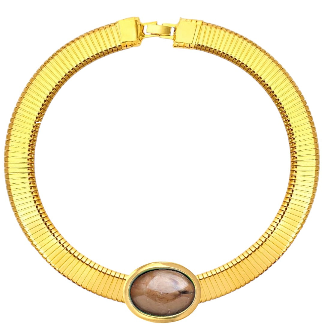 Oval color tube necklace