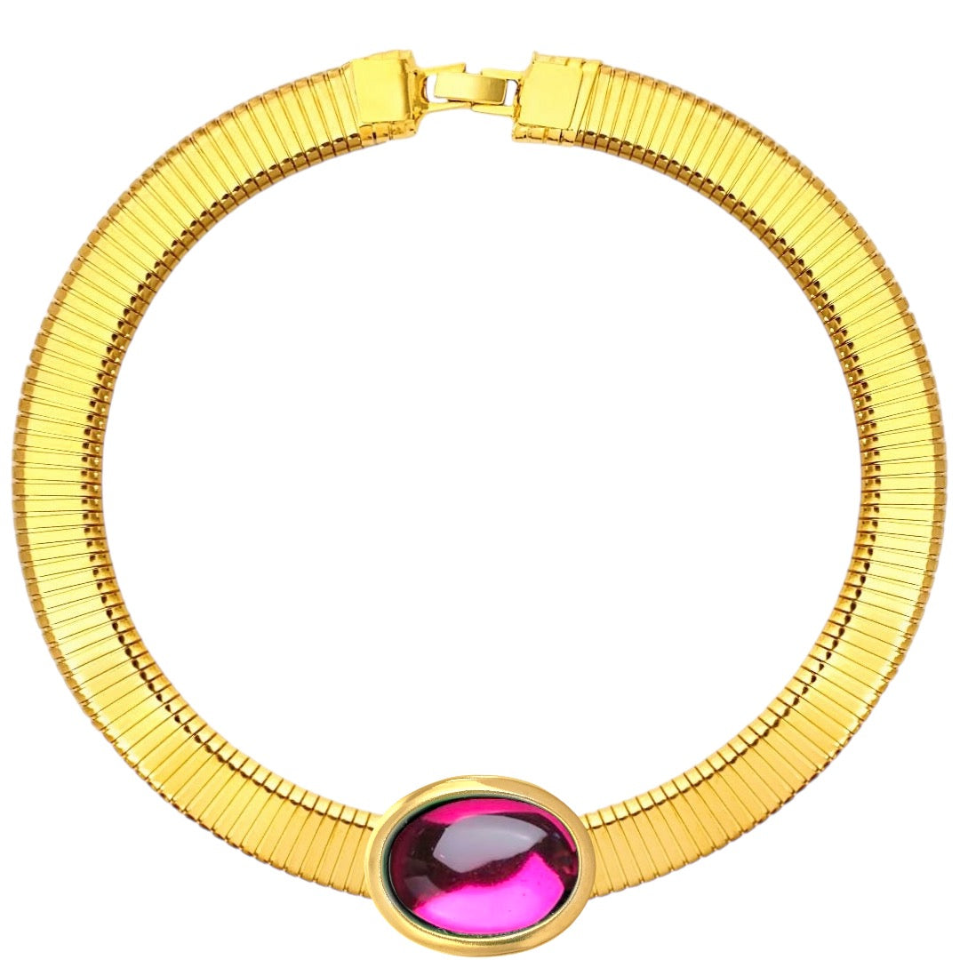 Oval color tube necklace
