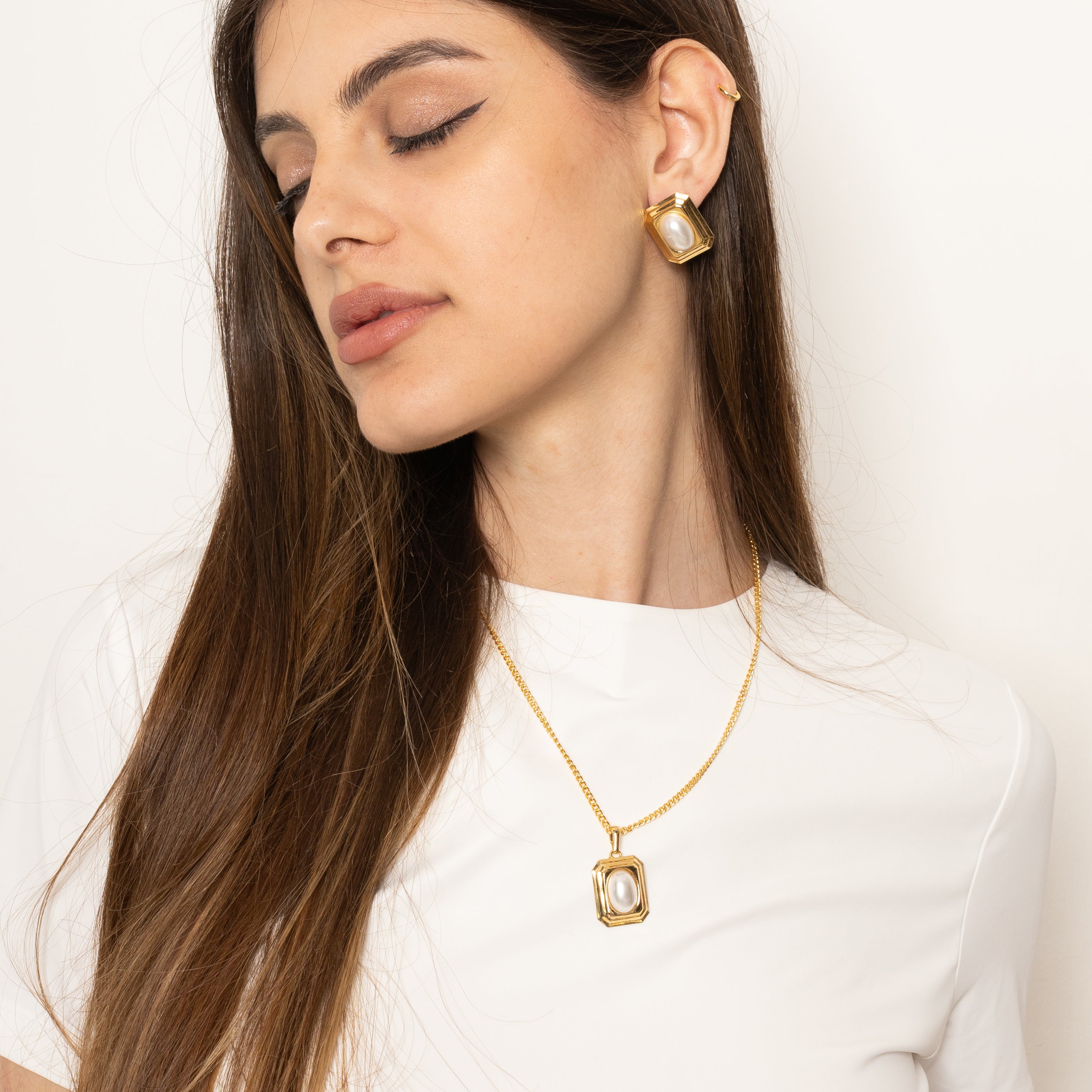 Orecchini square pearl