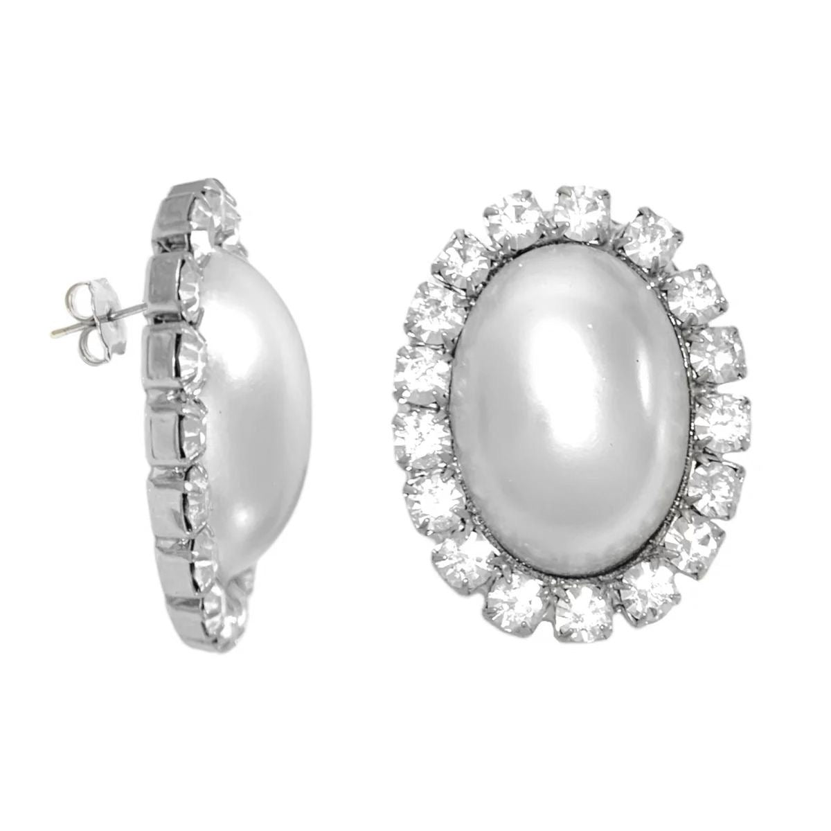 Oval pearl earrings