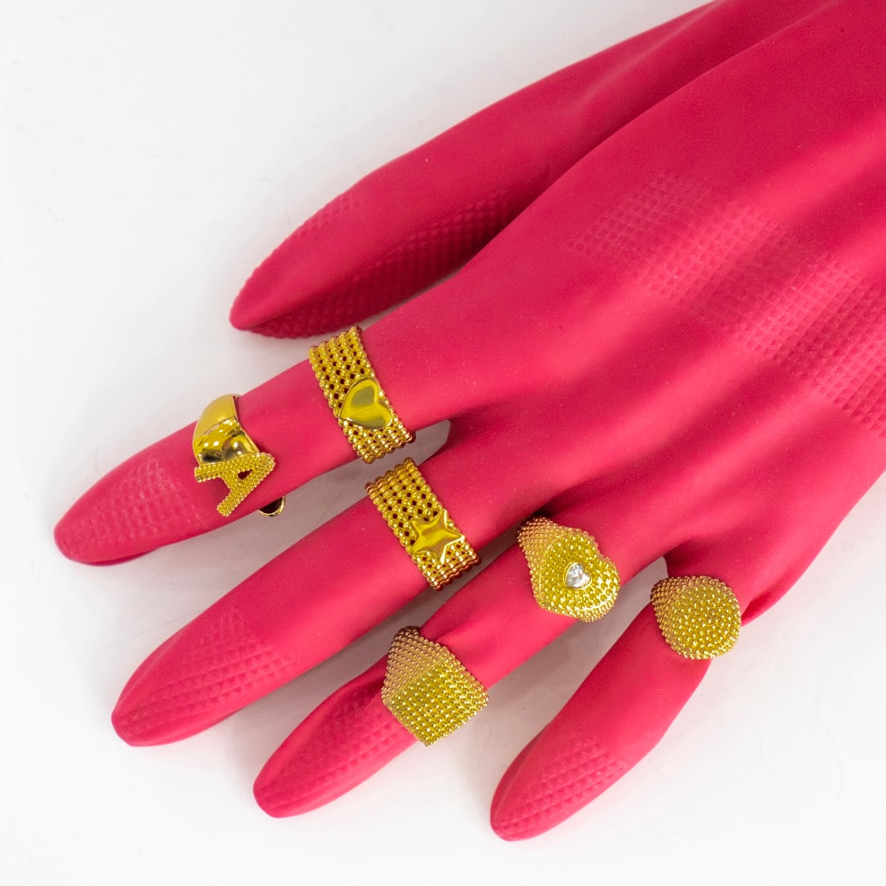 Anello fascia pomellata con stella