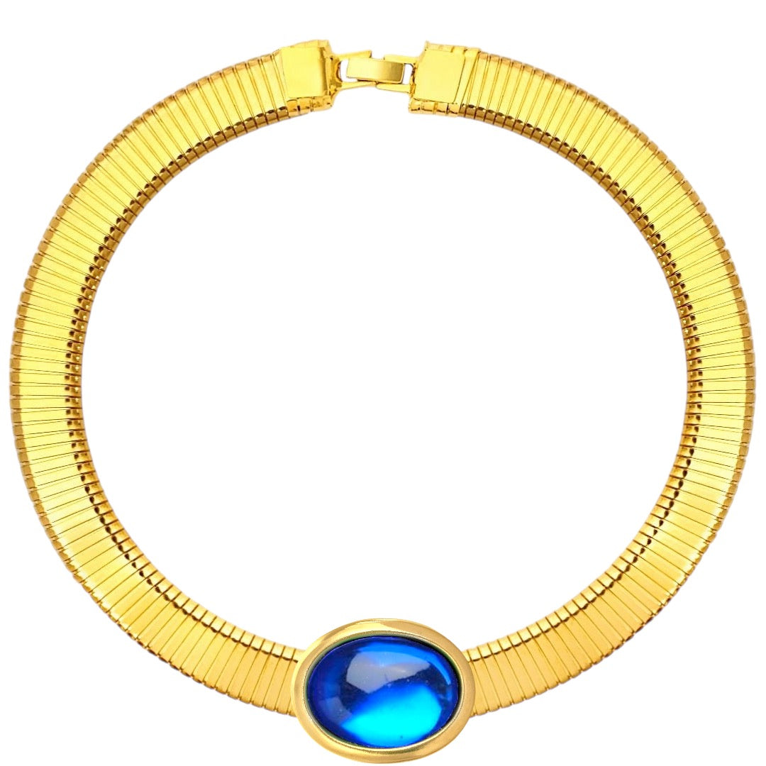 Oval color tube necklace