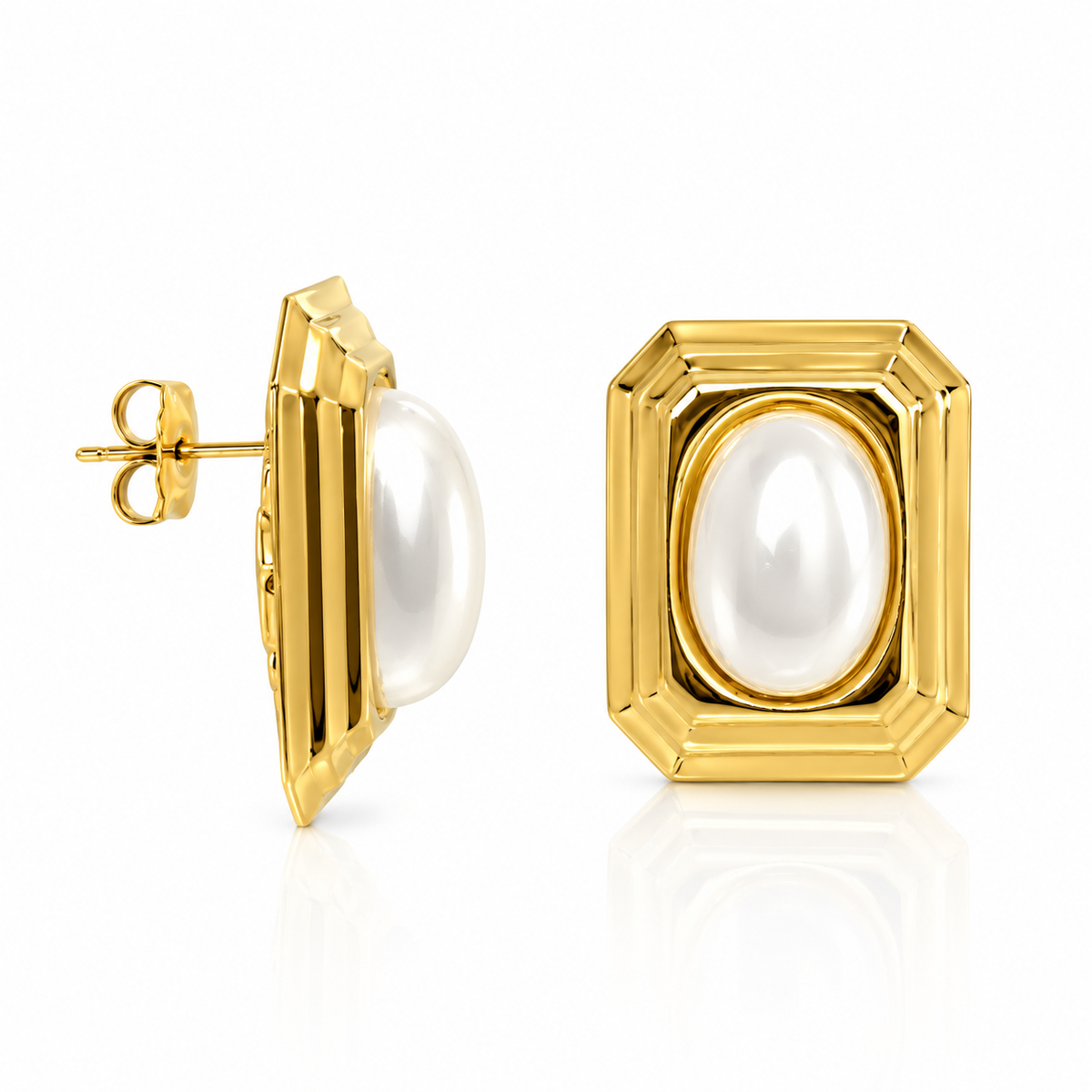 Square pearl earrings