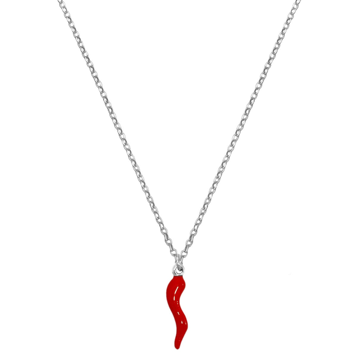 Collana con corno rosso