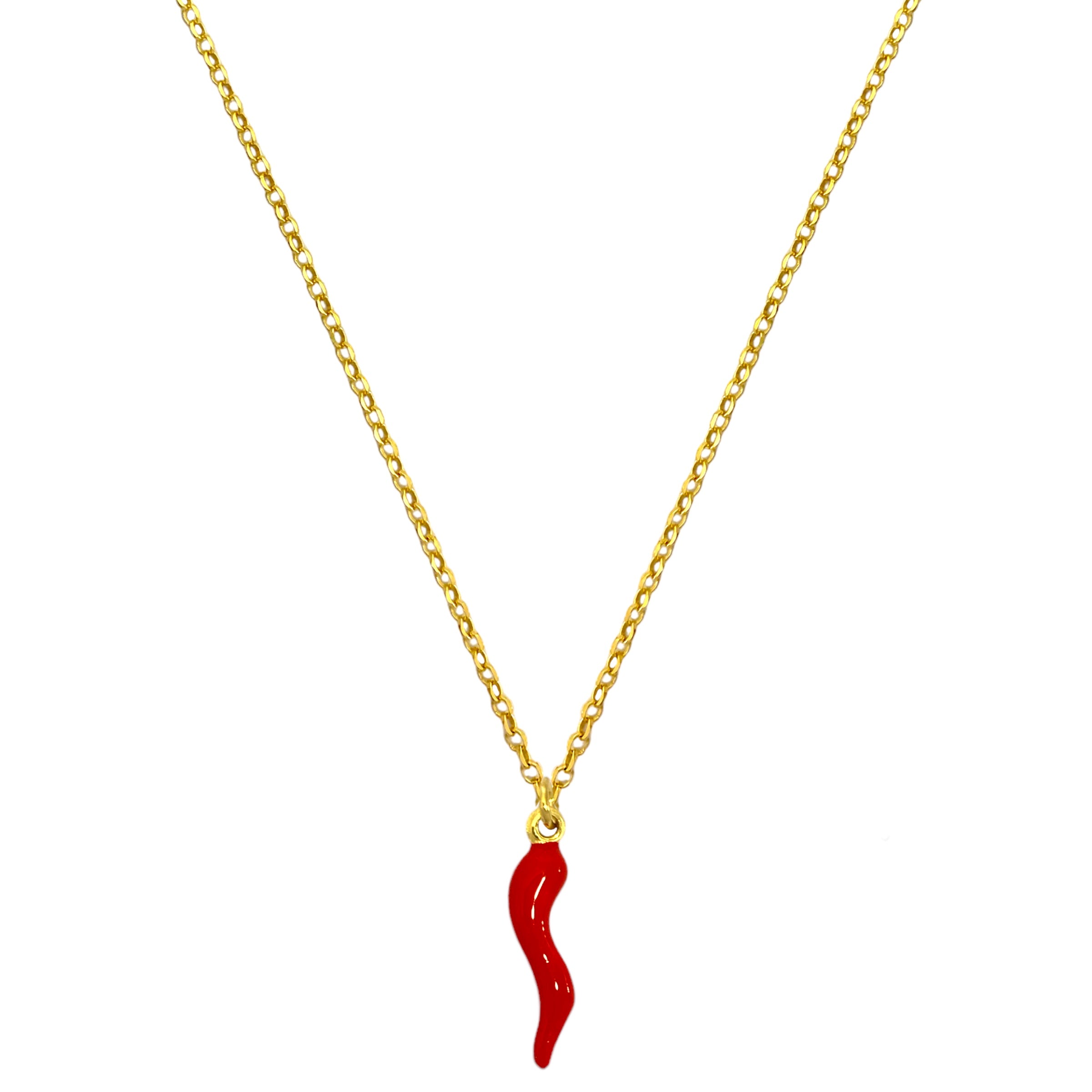 Collana con corno rosso