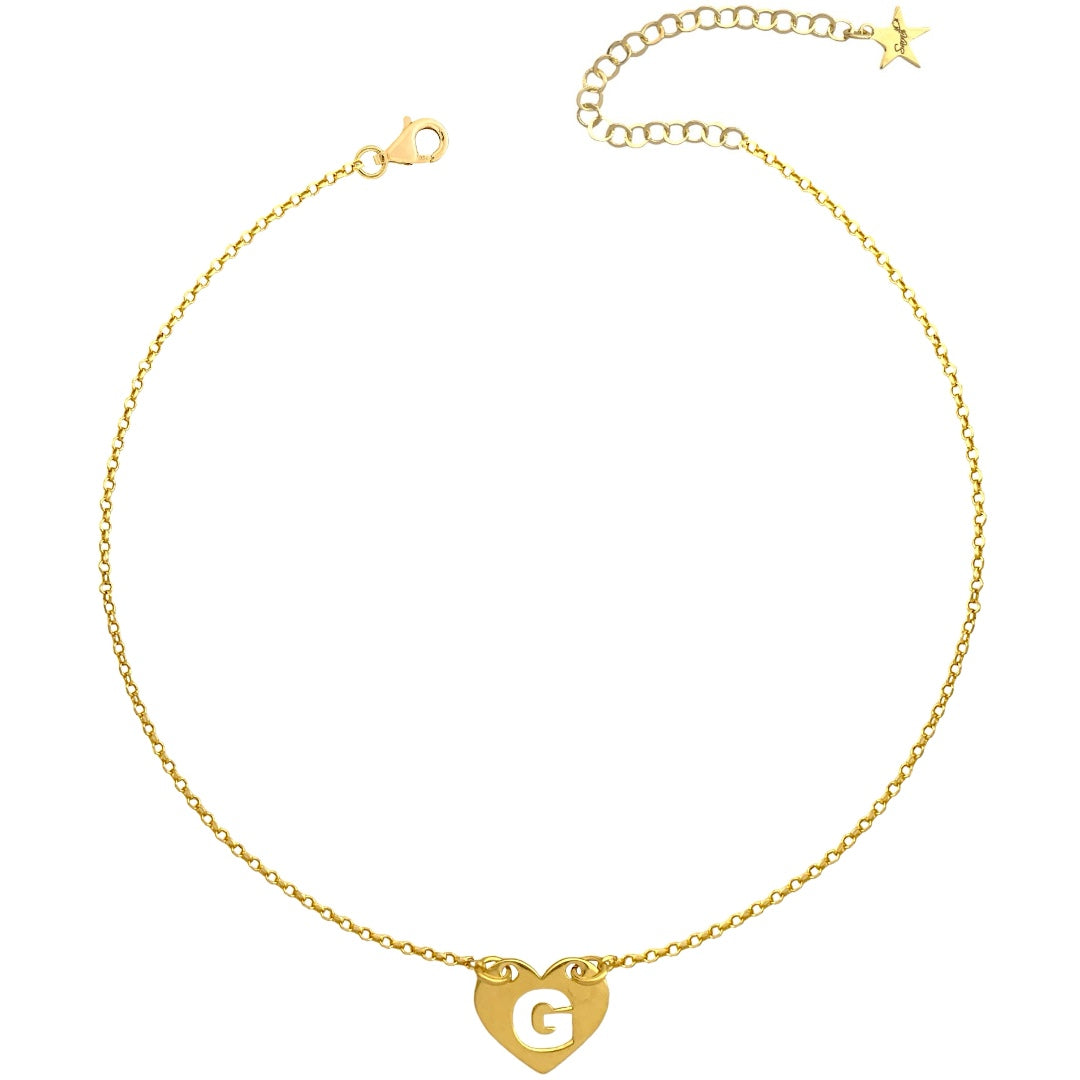 Necklace with heart and perforated letter