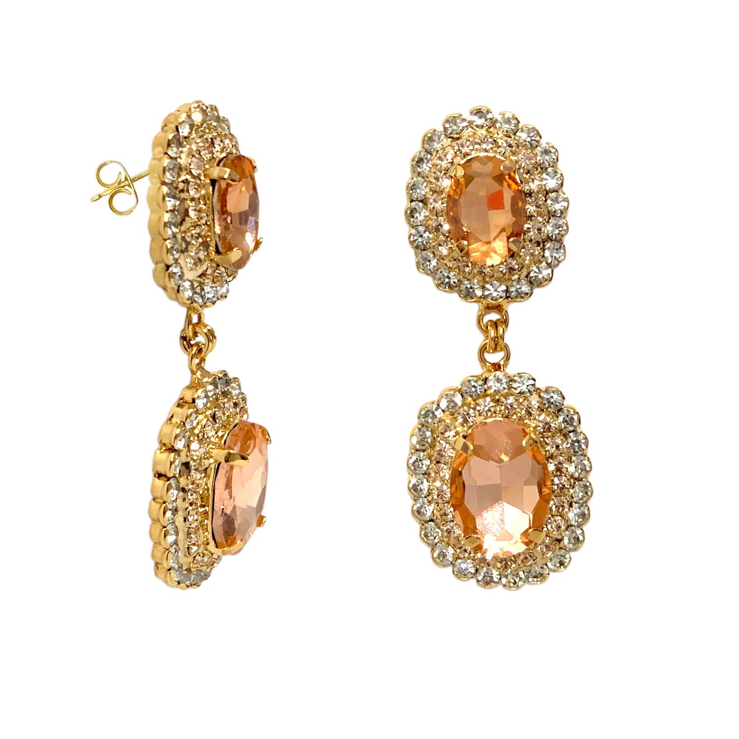 Peach Swarovski Pendant Earrings