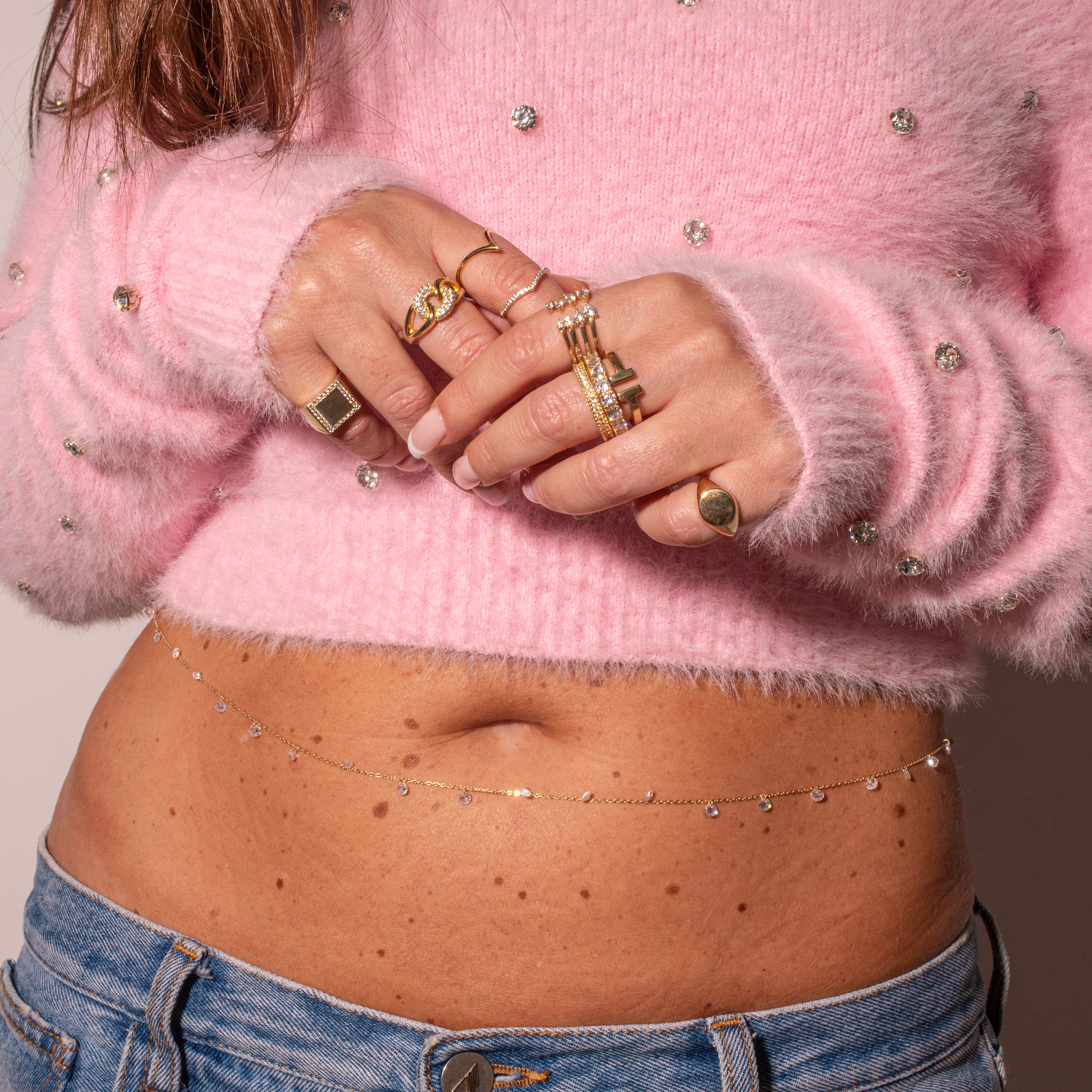 Chain waist zirconia pendants