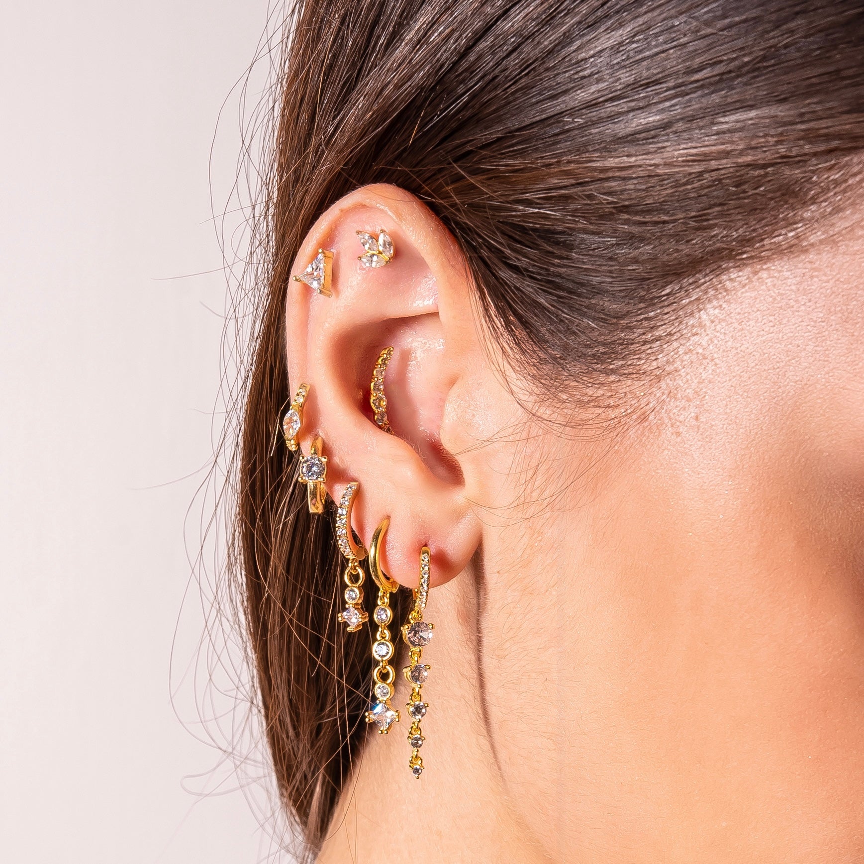 Double baguette mini hoops