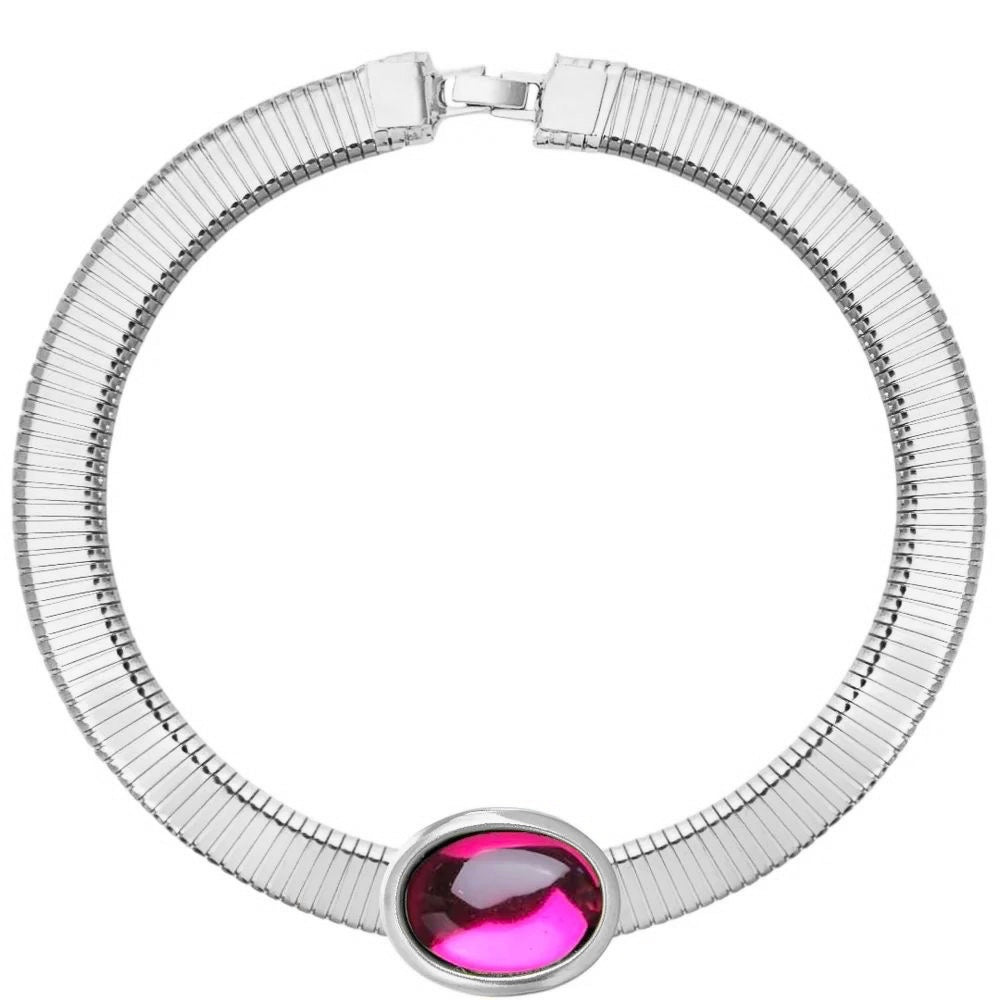 Oval color tube necklace