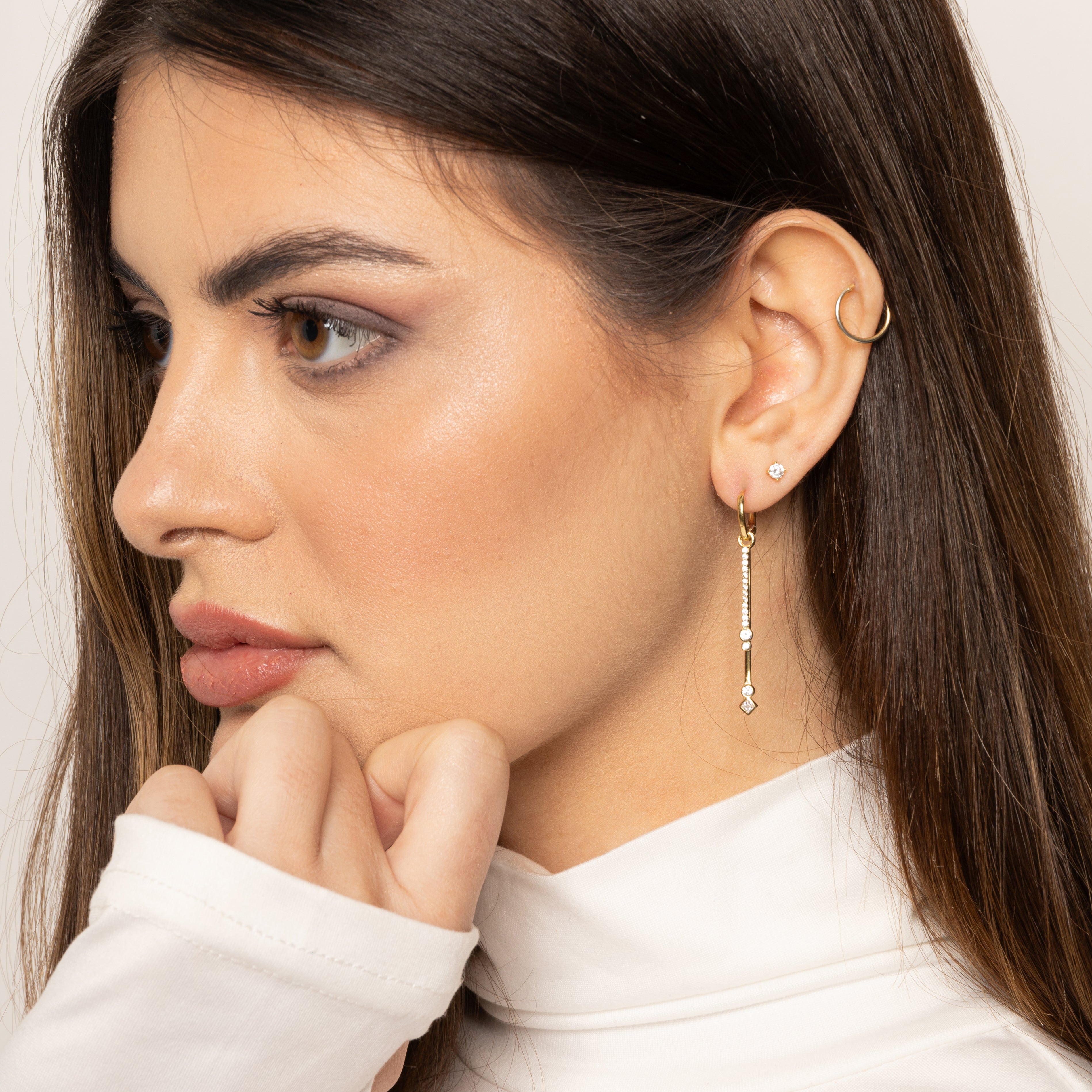 Double baguette mini hoops