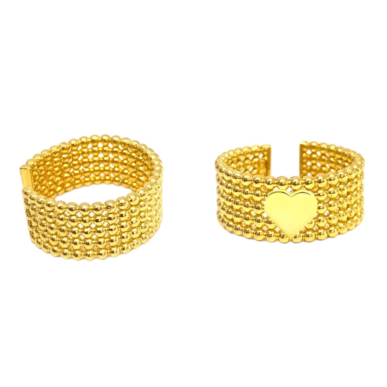 Puffed band ring with heart
