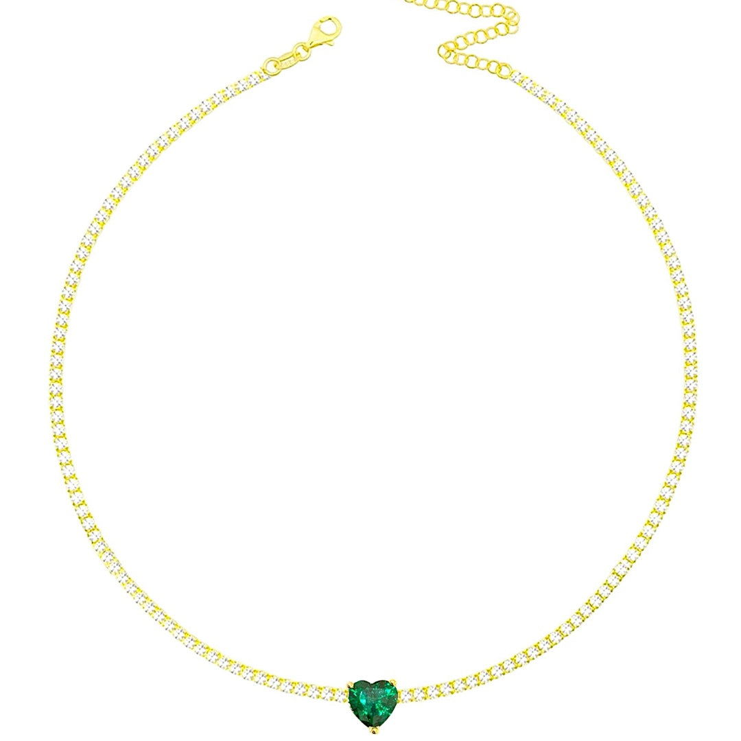 Emerald heart choker