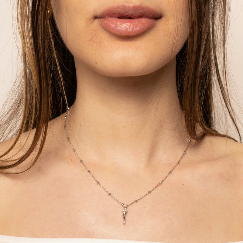 Horn necklace with rosary chain