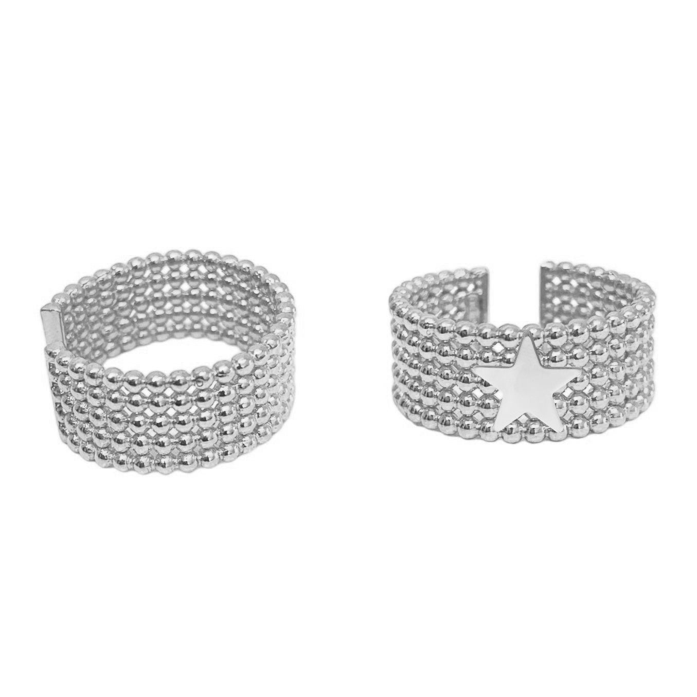 Pommelated band ring with star