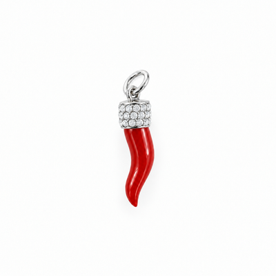 Charm corno red Casual — Silver