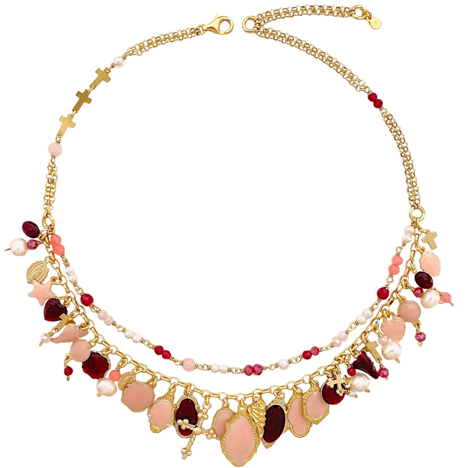 Collana multi charms pink