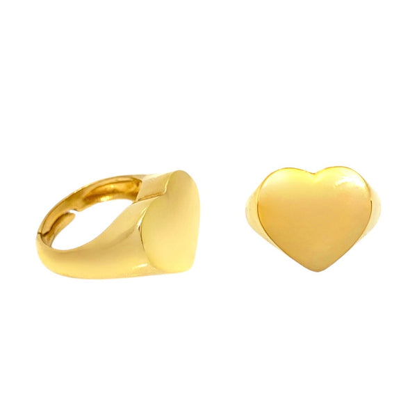 Smooth heart Chevalier ring