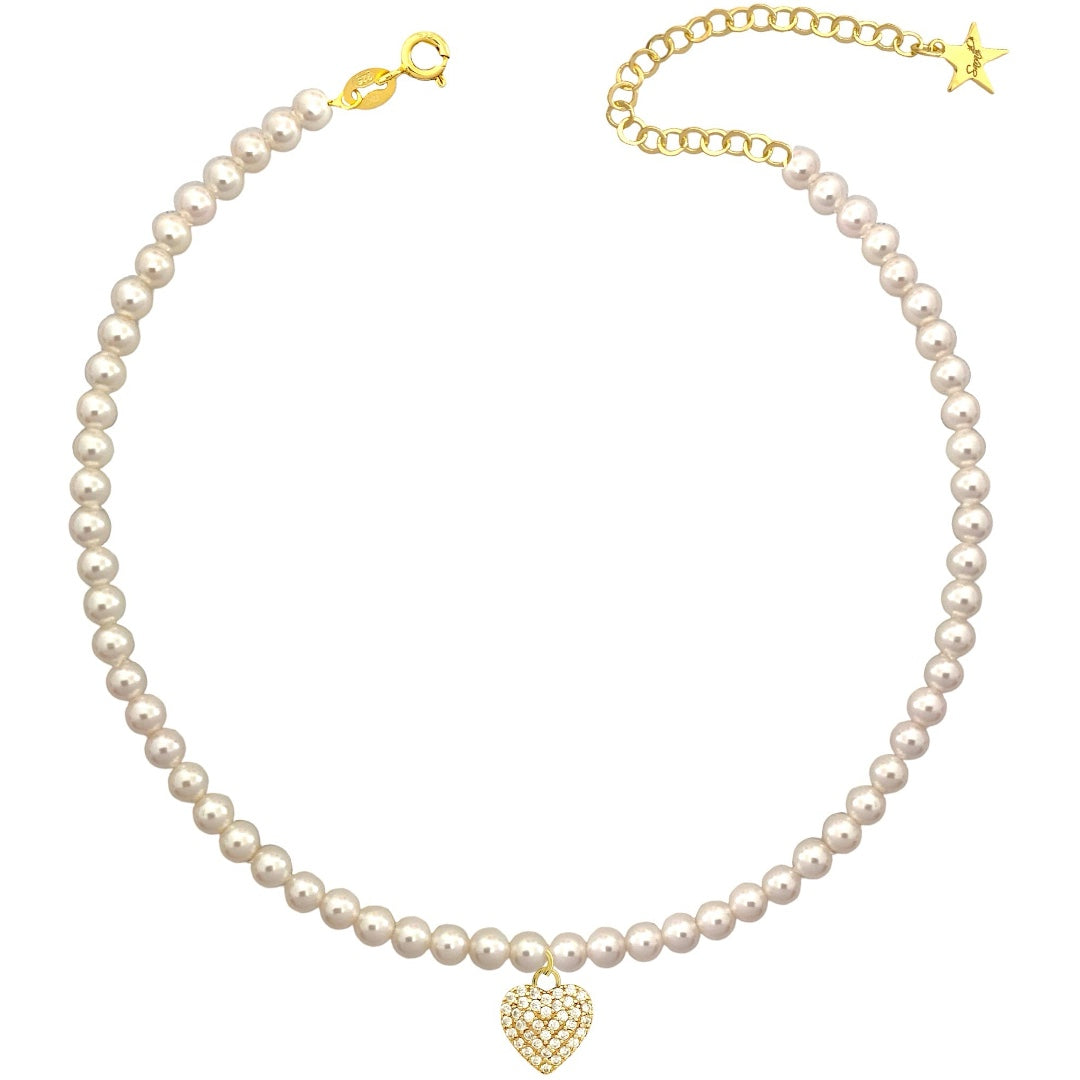 Heart pearl necklace