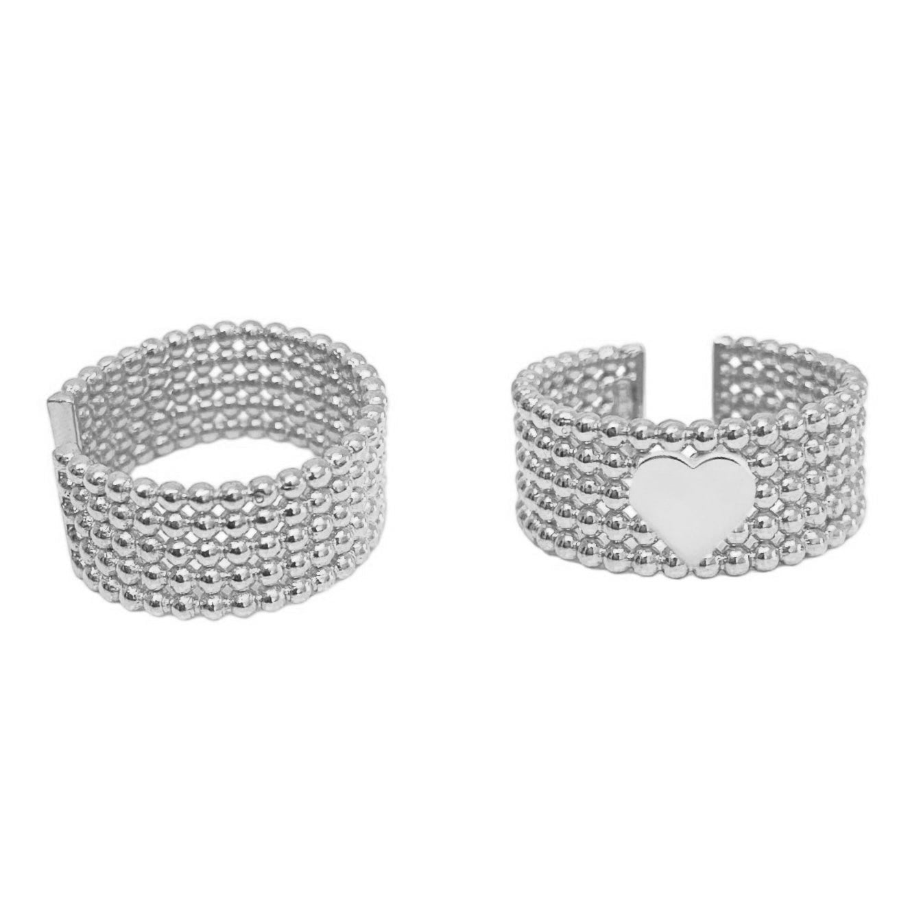 Puffed band ring with heart