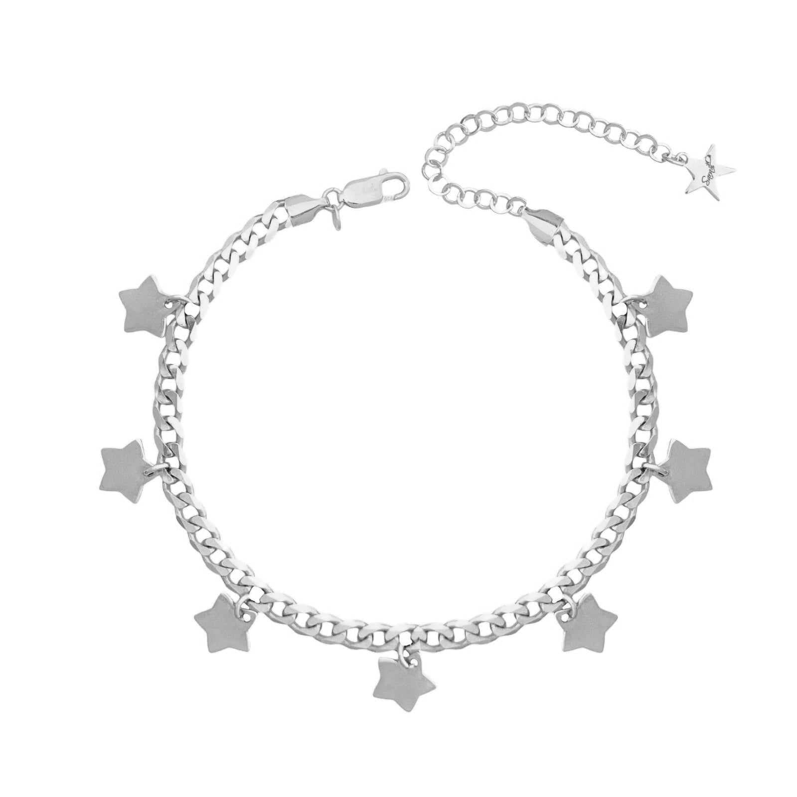 Anklet with groumette chain with hanging stars