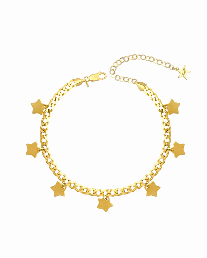 Anklet with groumette chain with hanging stars