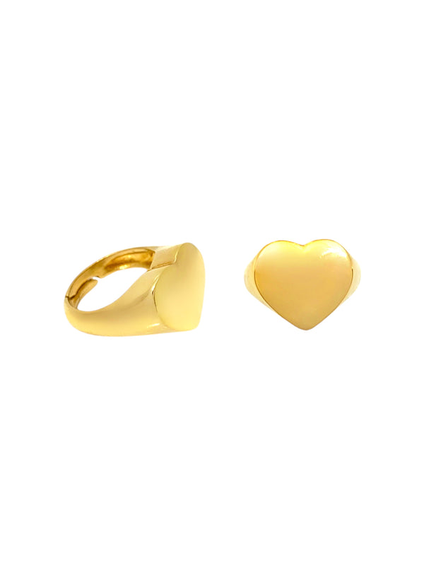Smooth heart Chevalier ring