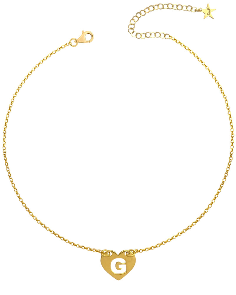 Collana  cuore e lettera traforata