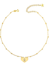 Necklace with heart and letter in zircons