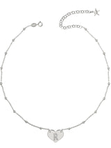 Necklace with heart and letter in zircons