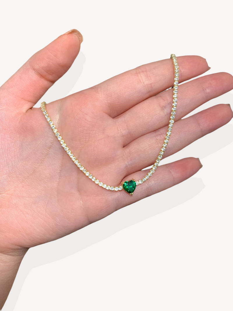 Emerald heart choker