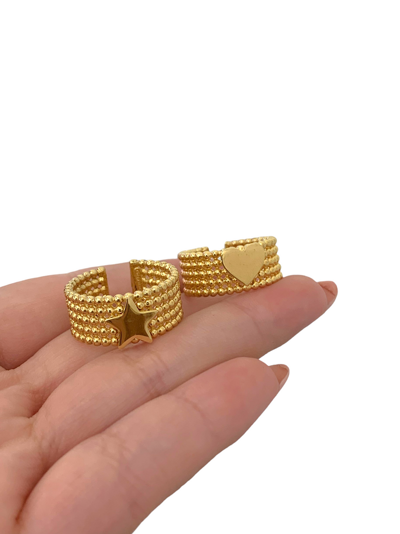 Anello fascia pomellata con stella