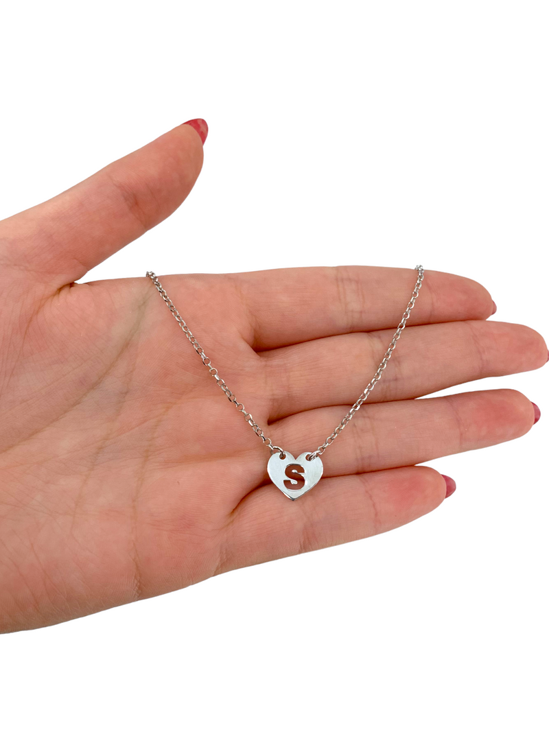 Collana  cuore e lettera traforata