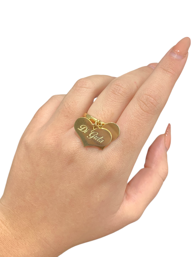 Anello charms cuori personalizzabili