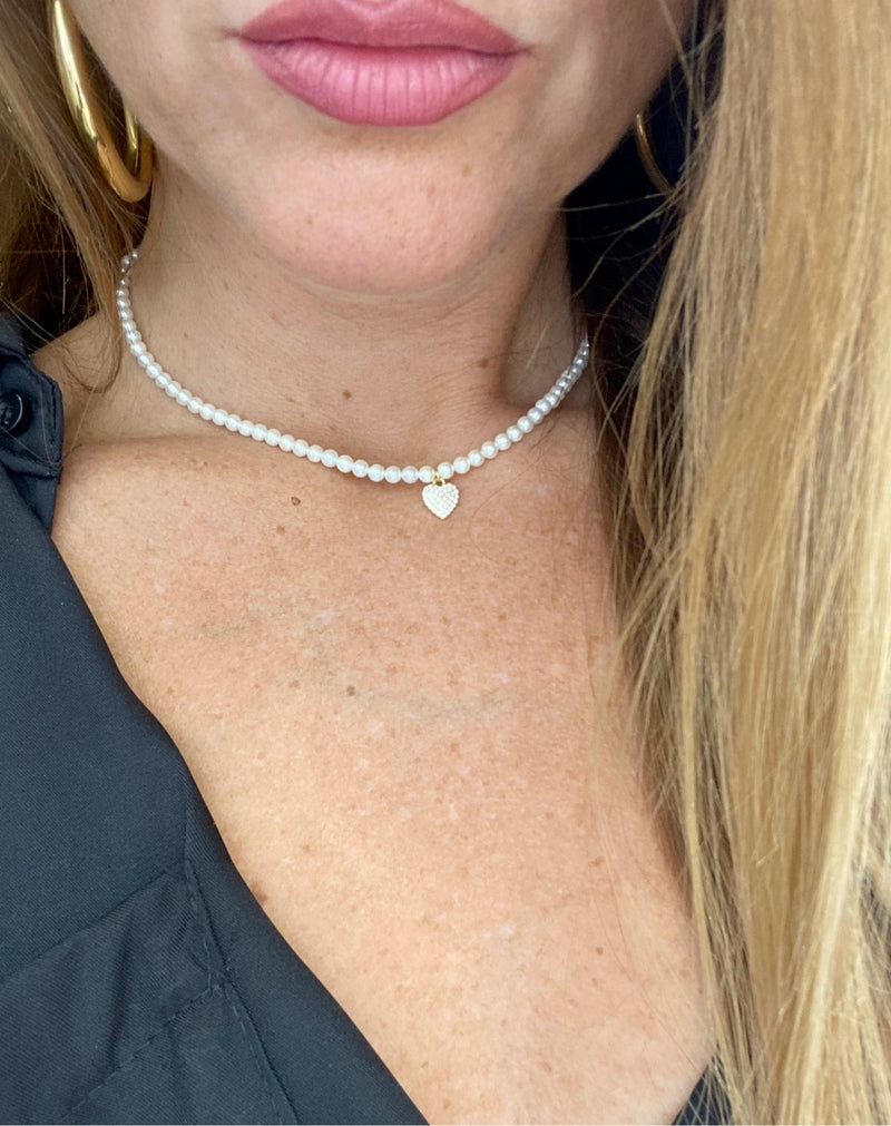 Collana heart pearl