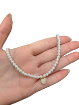 Heart pearl necklace