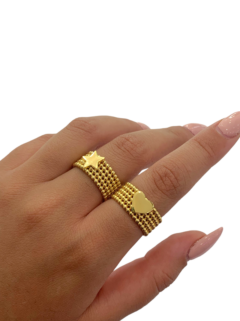 Anello fascia pomellata con cuore